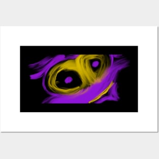 Abstract face yellow purple Posters and Art